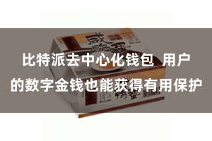 比特派去中心化钱包  用户的数字金钱也能获得有用保护
